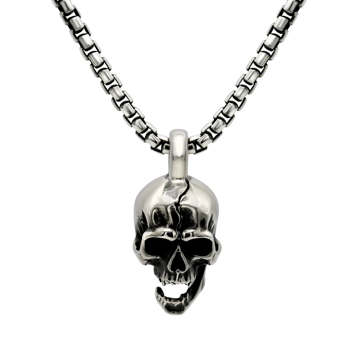 3mm Box Chain & Skull Pendant Set