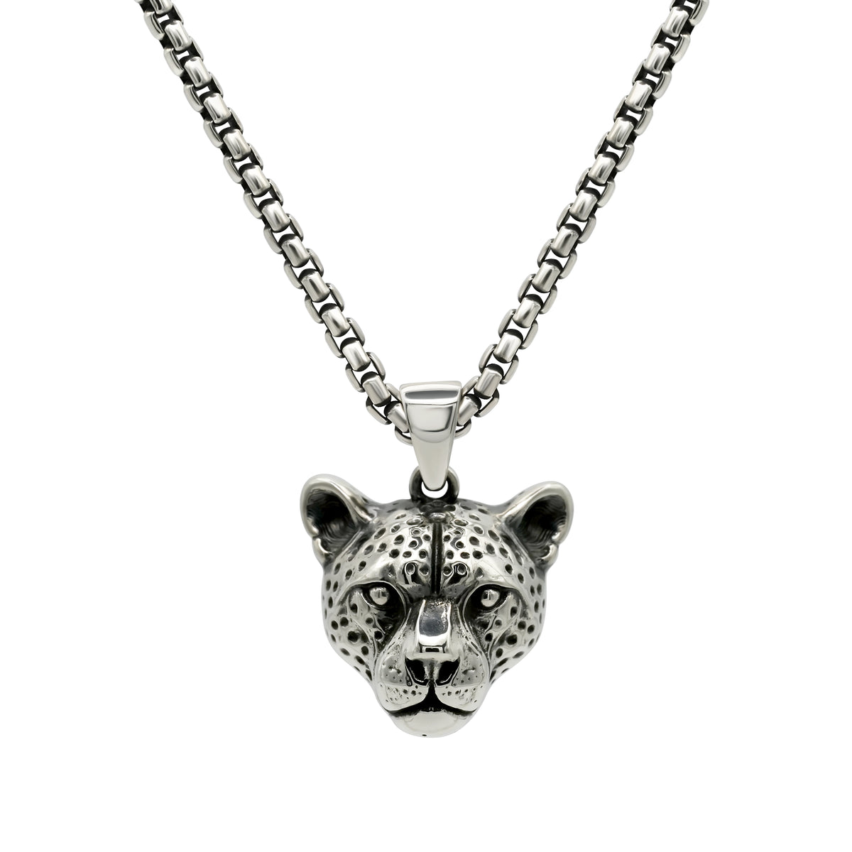 3mm Box Chain & Cheetah Pendant Set