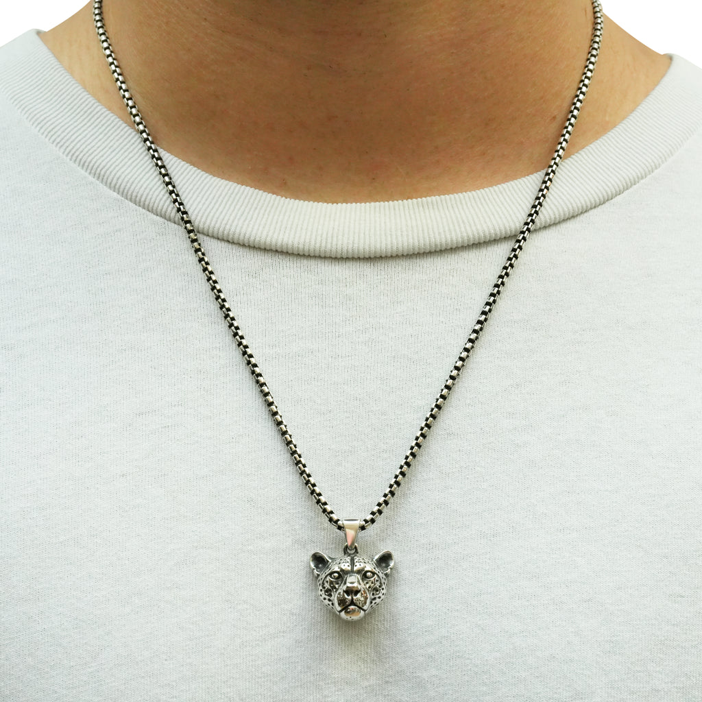 3mm Box Chain & Cheetah Pendant Set