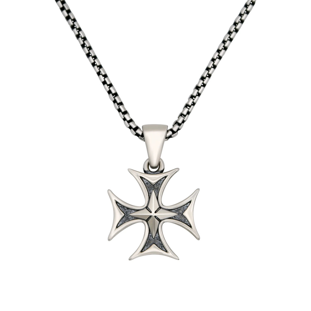 2mm Box Chain & Templar Cross Pendant Set