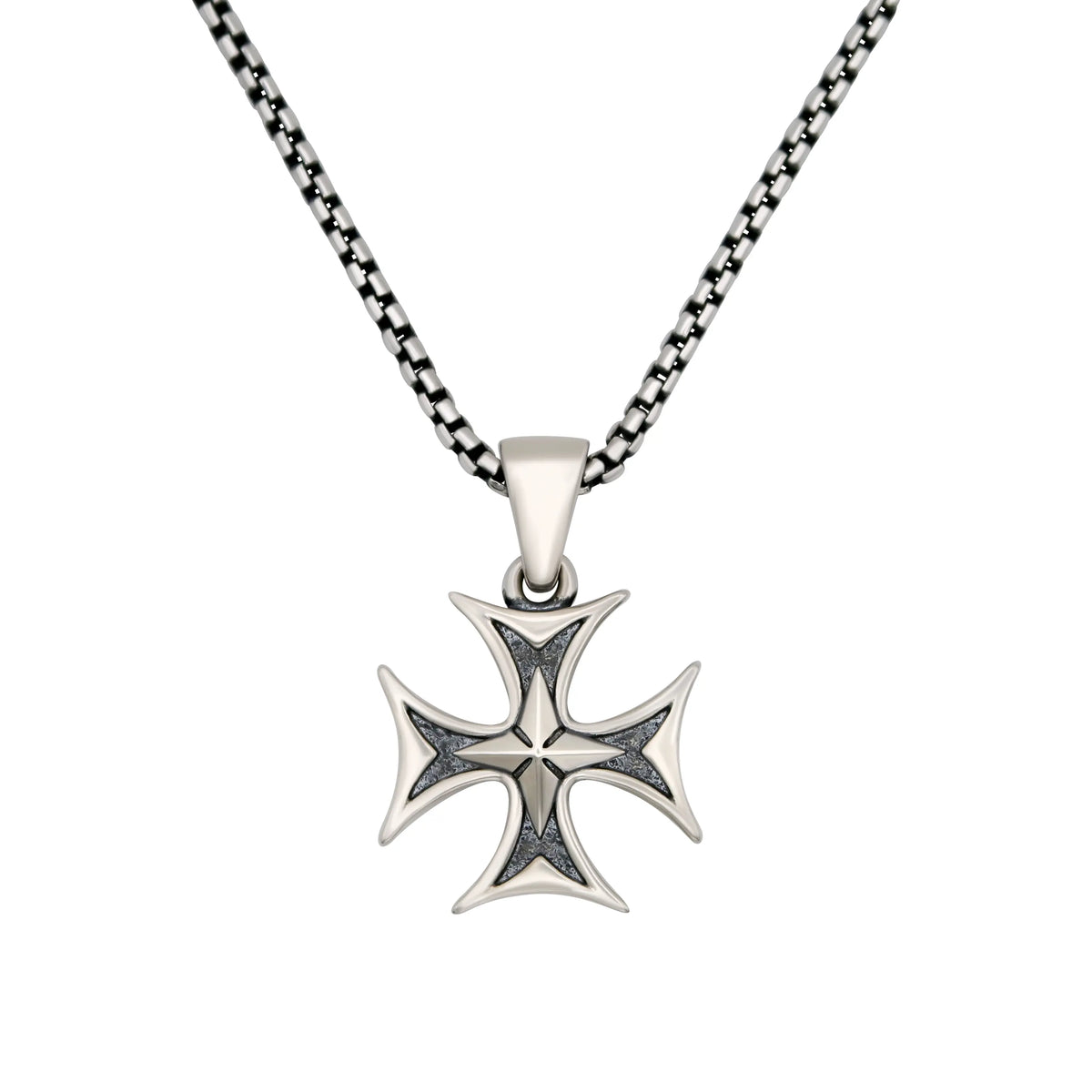 2mm Box Chain & Templar Cross Pendant Set