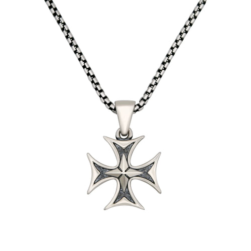 2mm Box Chain & Templar Cross Pendant Set