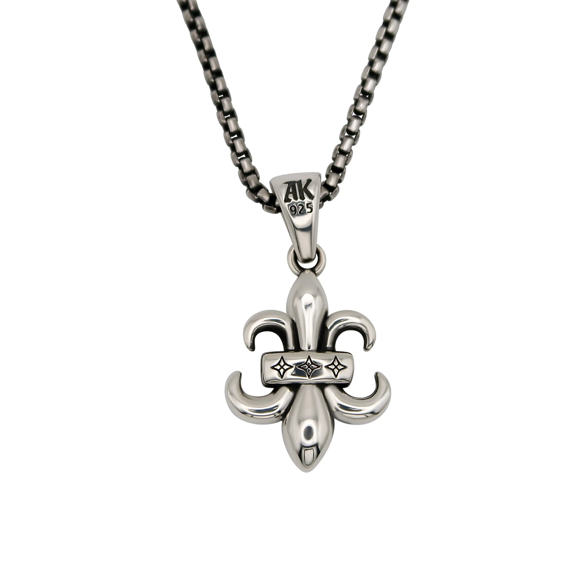 2mm Box Chain & Fleur-De-Lis Pendant Set