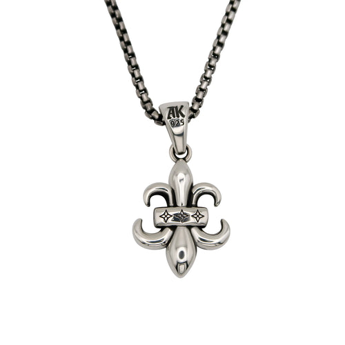2mm Box Chain & Fleur-De-Lis Pendant Set