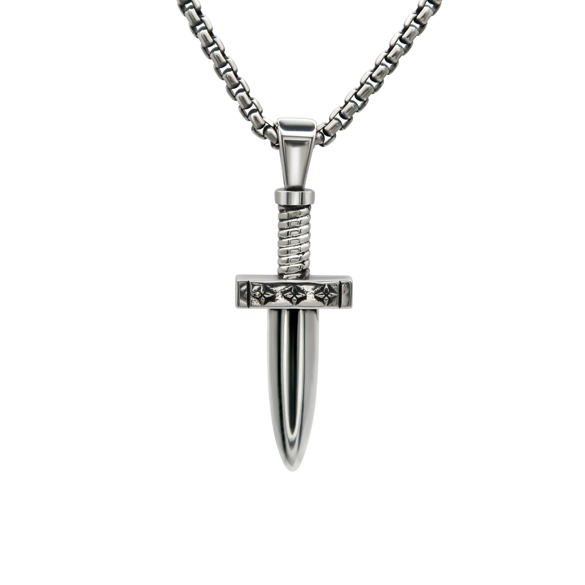 2mm Box Chain & Dagger Pendant Set
