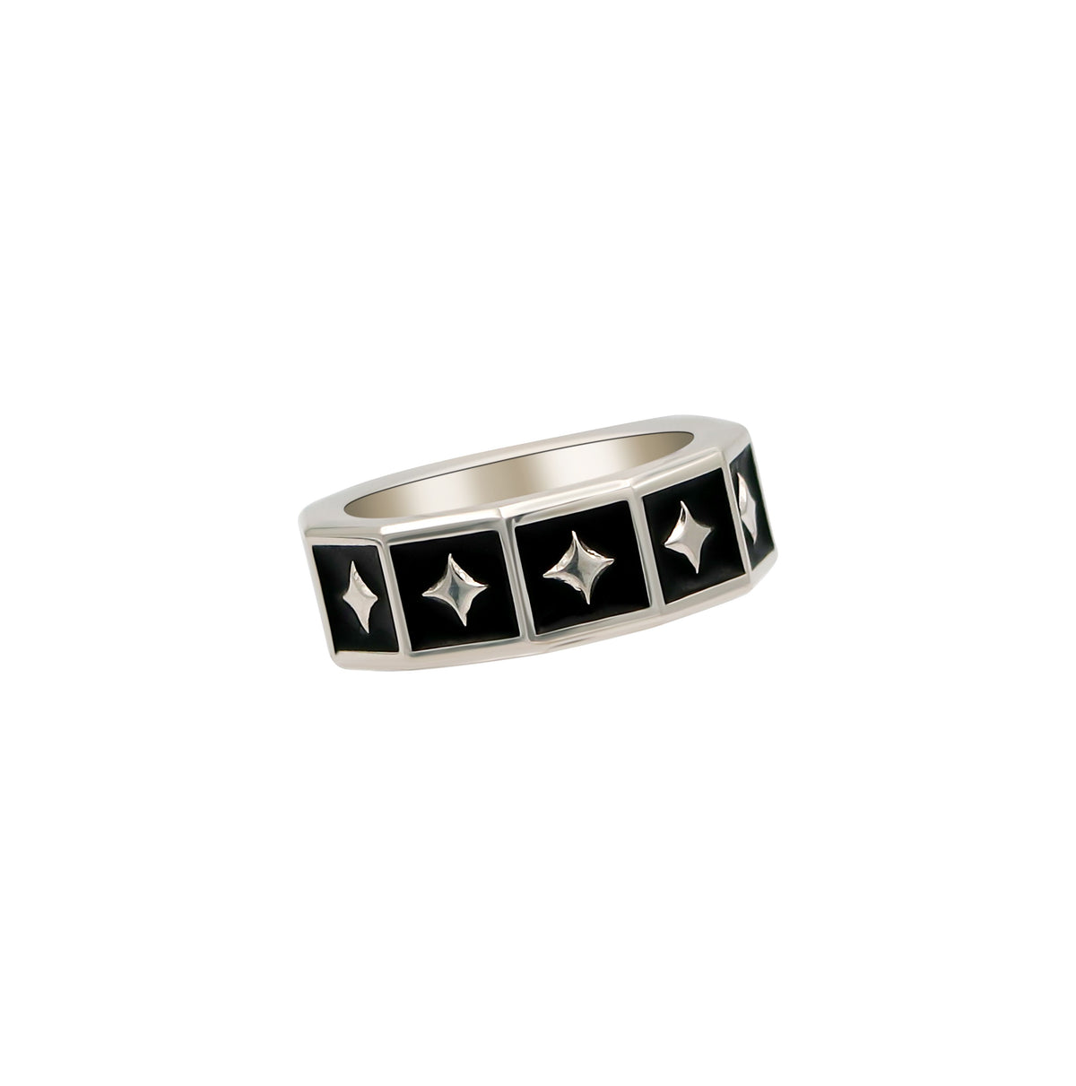 Black Enamel Star Ring