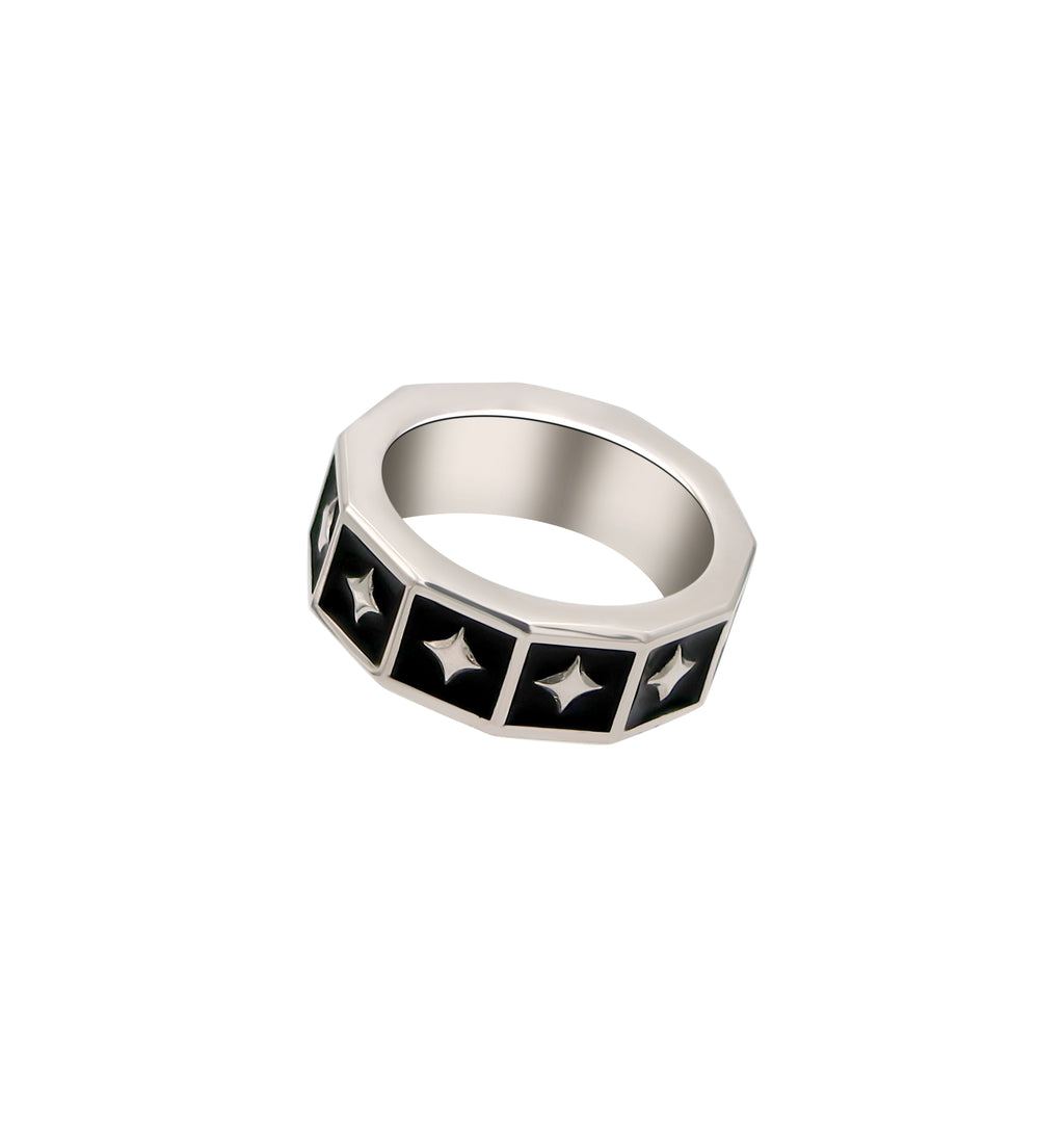 Black Enamel Star Ring
